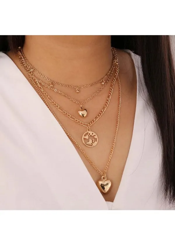 Gracious_Heart_Design_Gold_Plated_Multi_Layers_Chain_Necklace_For_Women/Girls