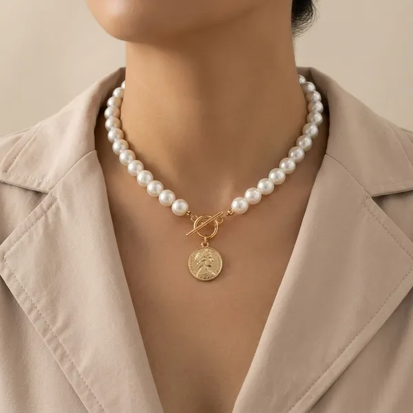 Plushy_Pearl_Gold_Plated_Necklace_Women/Girls