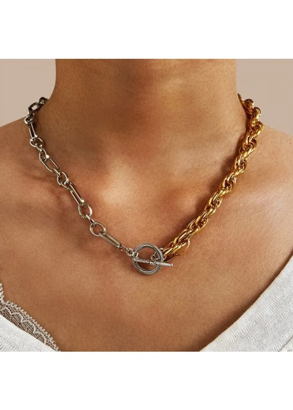 Trendy_Dual_Plated_Chain_Necklace_For_Women/Girls