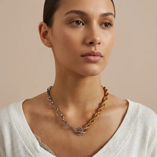 Trendy_Dual_Plated_Chain_Necklace_For_Women/Girls
