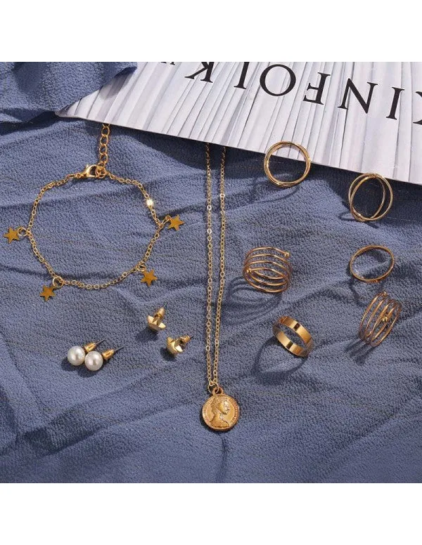 Pearl_Gold_Plated_Earrings_With_Necklace_And_Beautiful_Rings_With_Bracelet_For_Women/Girls