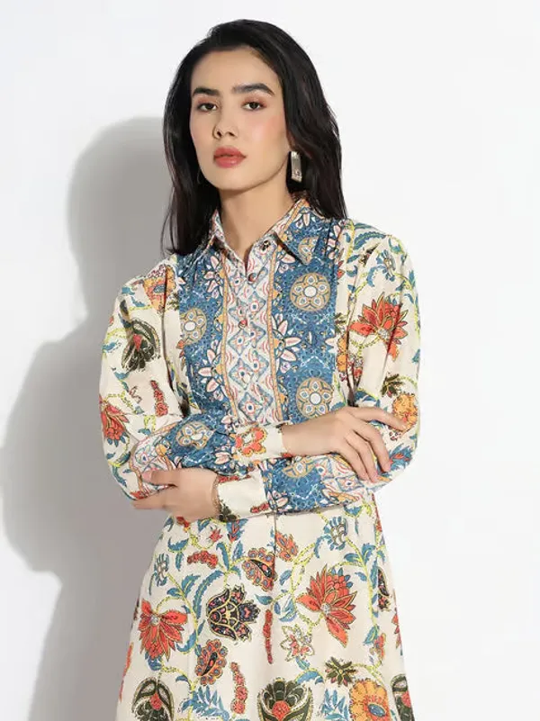 Spring_Multicolor_Floral_Print_Dress
