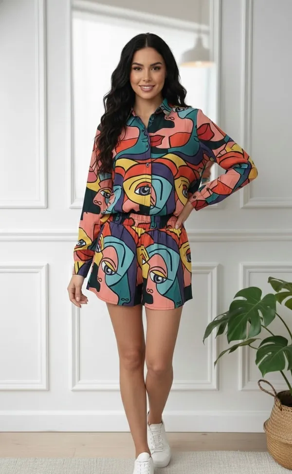 Abstract_Face_Print_Shirt_Dress