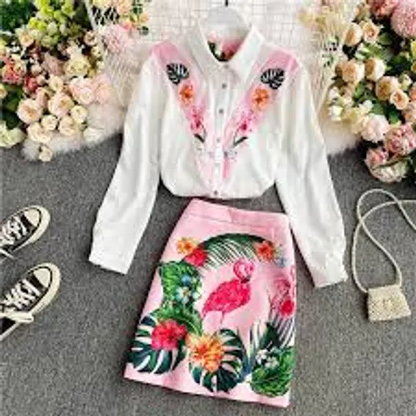 Flamingo_Garden_Shirt_&_Skirt_Set