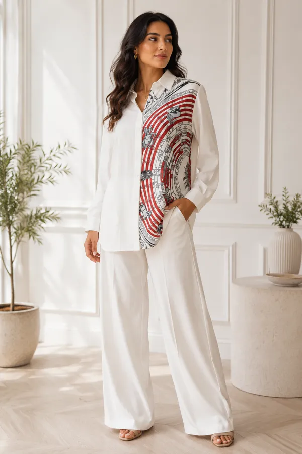 White_And_Red_Celestial_Print_Shirt