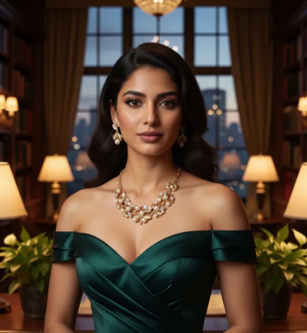 White_And_Gold-Toned_Gold-Plated_Pearl-Studded_Necklace_Set