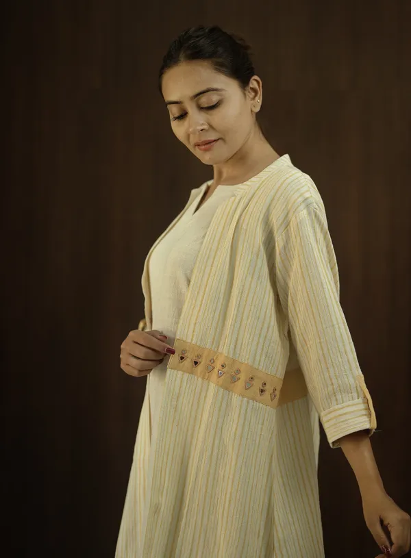 Beige_Kala_Cotton_Striped_Longline_Shrug_For_Women
