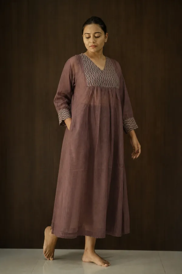 Maroon_Embroidered_Yoke_Flared_Maxi_Dress