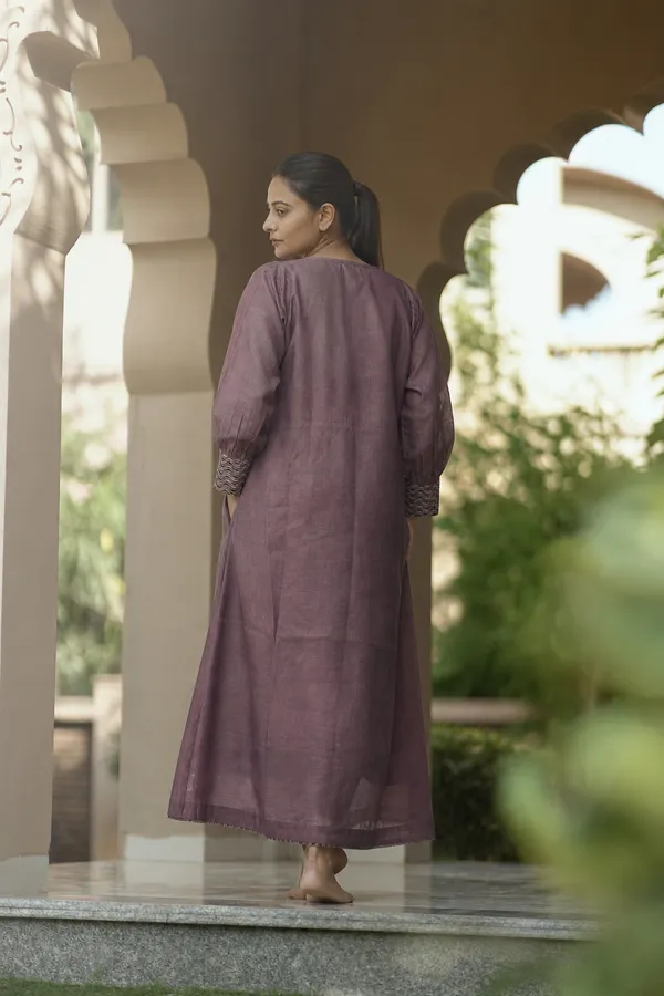 Maroon_Embroidered_Yoke_Flared_Maxi_Dress