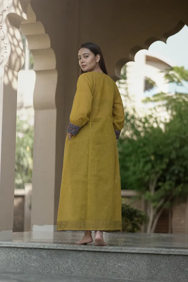 Mustard_Printed_Yoke_A_Line_Midi_Dress