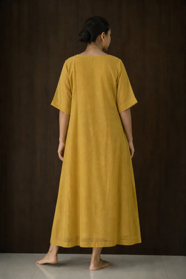 Mustard_Cotton_Pleated_Maxi_Dress