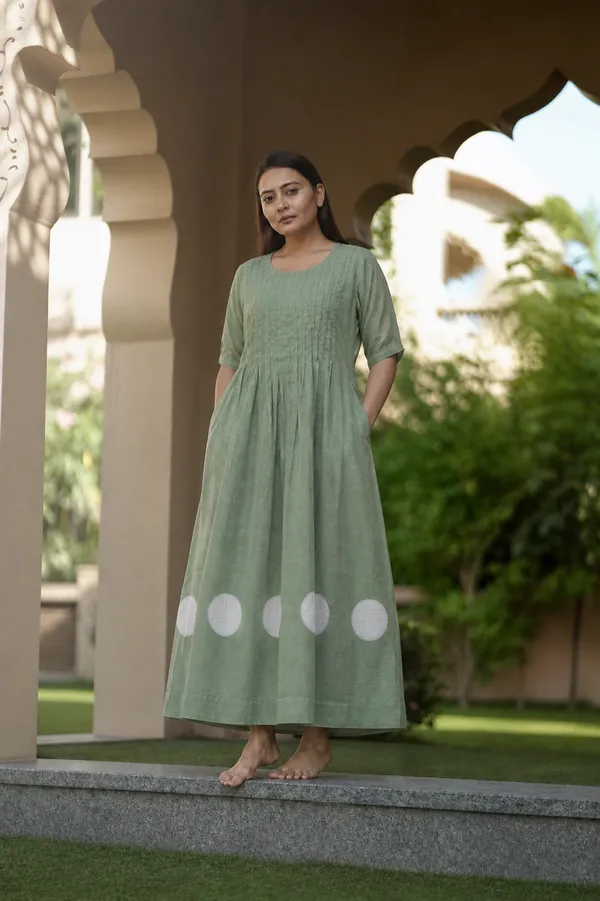 Sage_Green_Circle_Applique_A_Line_Midi_Dress
