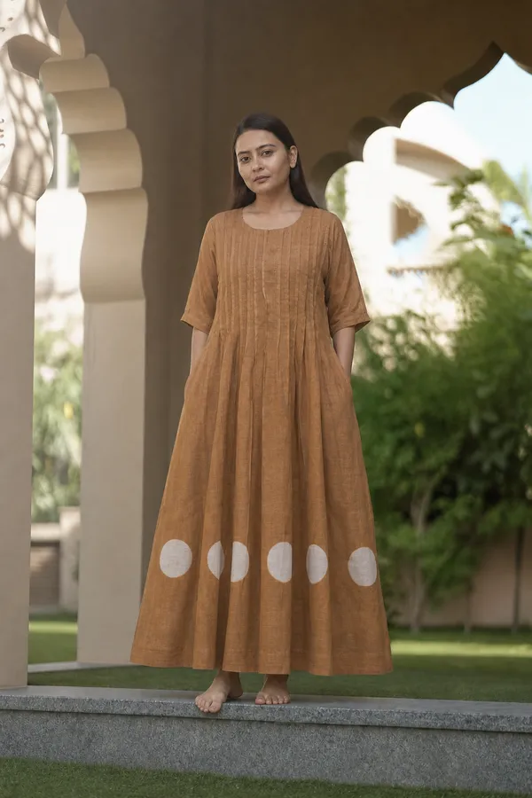 Rust_Circle_Applique_A_Line_Midi_Dress