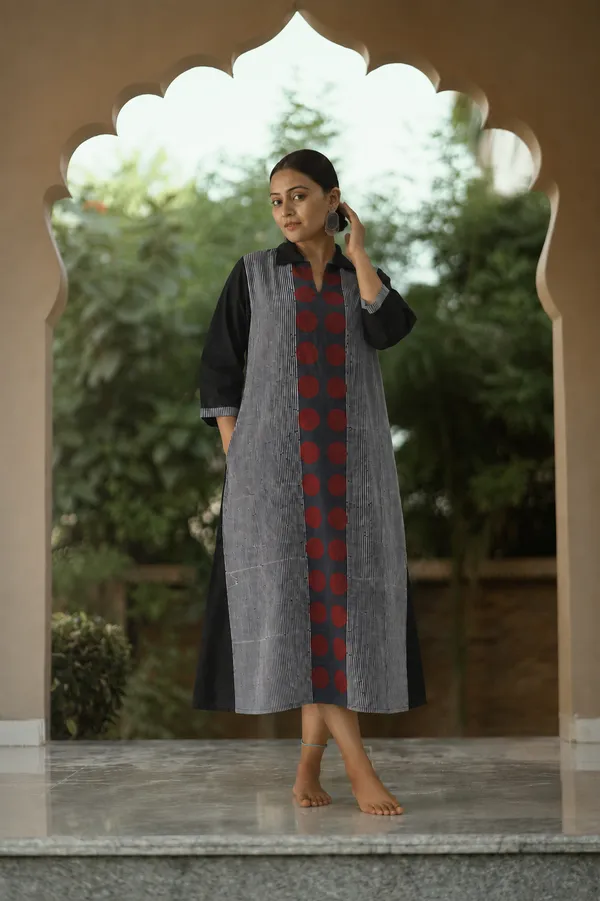 Navy_Printed_Panel_A_Line_Midi_Dress