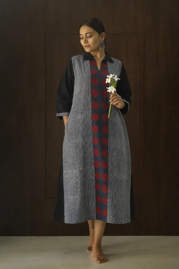 Navy_Printed_Panel_A_Line_Midi_Dress