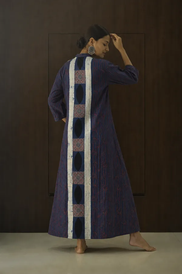 Navy_Patchwork_Panel_A_Line_Midi_Dress
