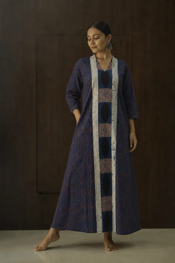Navy_Patchwork_Panel_A_Line_Midi_Dress