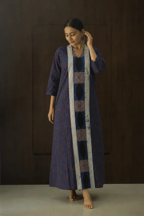 Navy_Patchwork_Panel_A_Line_Midi_Dress
