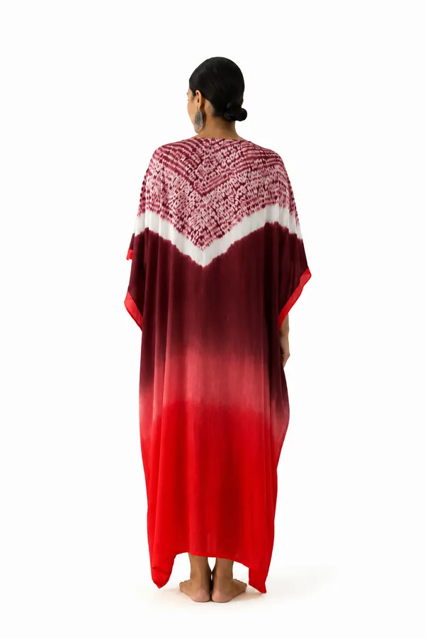 Maroon_Red_Ombre_Shibori_Kaftan_Dress