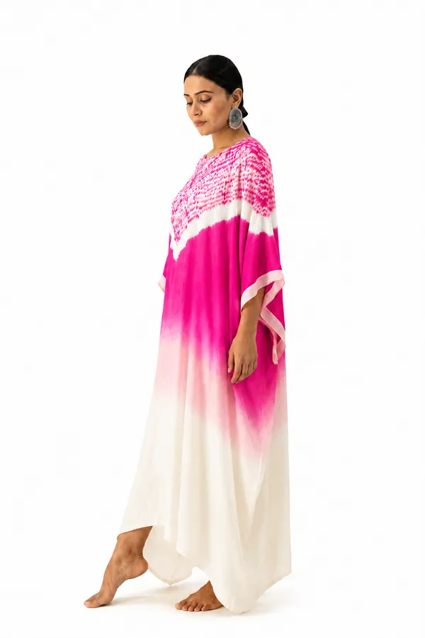 Pink_White_Ombre_Shibori_Kaftan_Dress