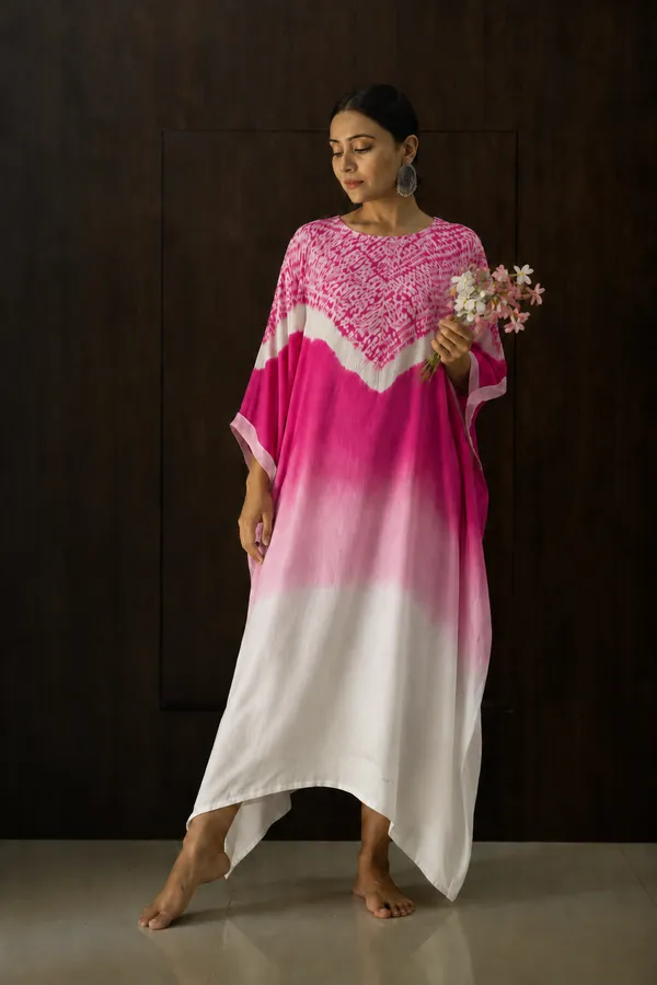 Pink_White_Ombre_Shibori_Kaftan_Dress