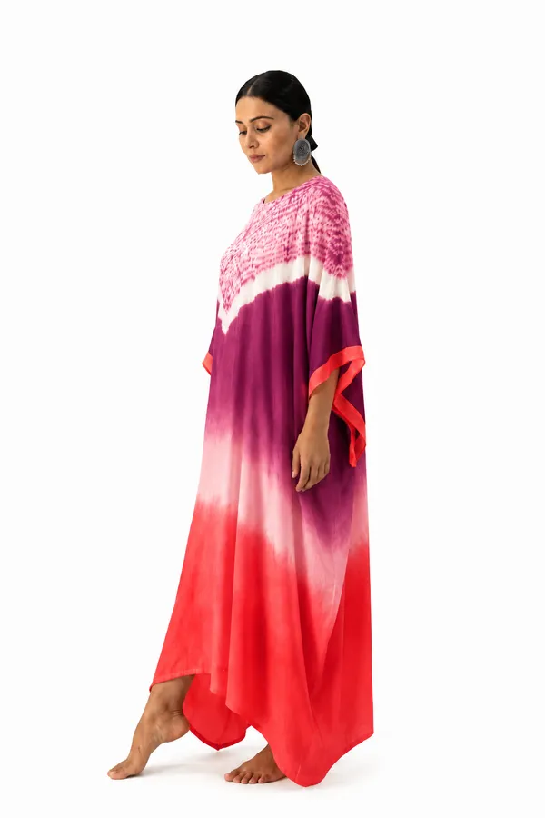Wine_Red_Ombre_Shibori_Kaftan_Dress