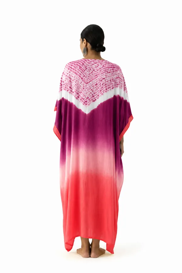 Wine_Red_Ombre_Shibori_Kaftan_Dress