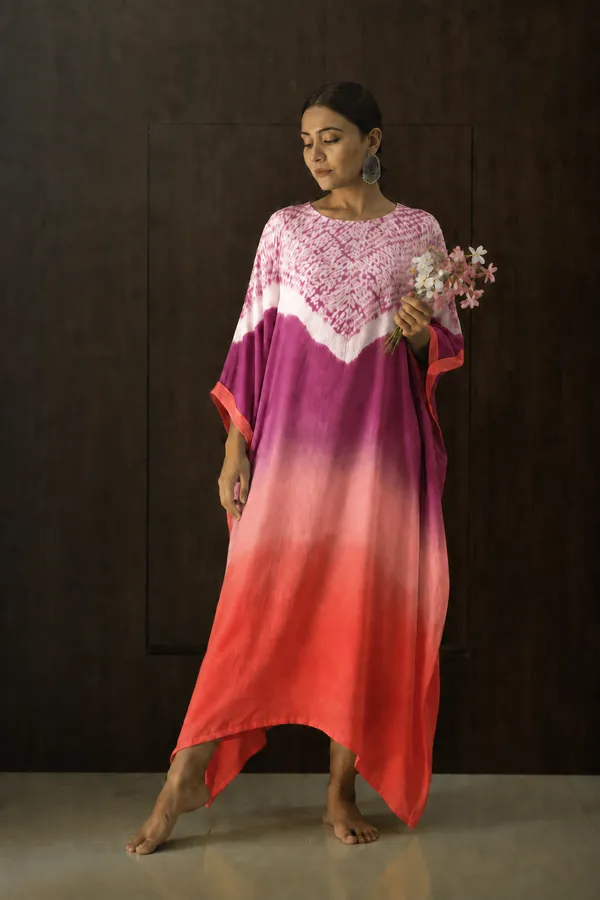 Wine_Red_Ombre_Shibori_Kaftan_Dress