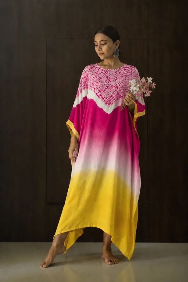 Pink_Yellow_Ombre_Shibori_Kaftan_Dress