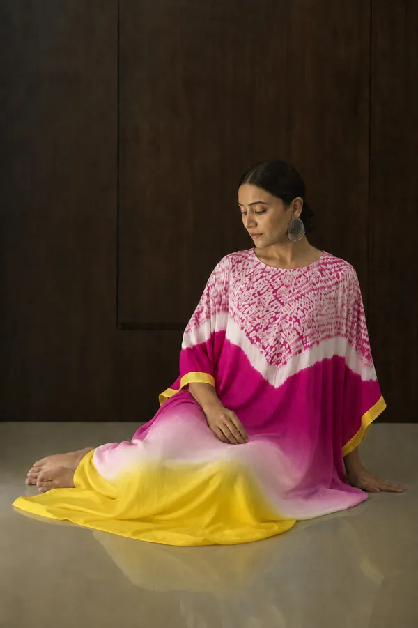 Pink_Yellow_Ombre_Shibori_Kaftan_Dress