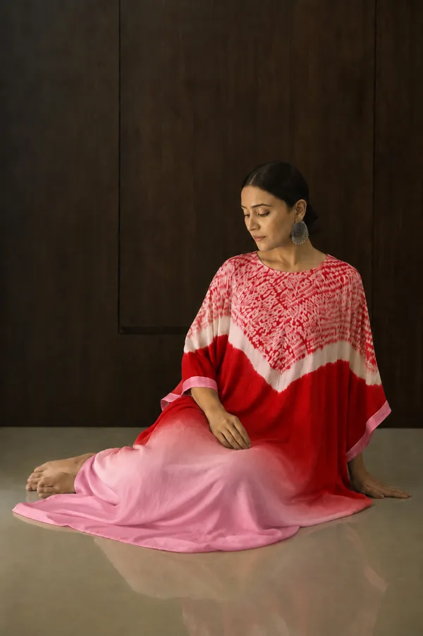 Red_Pink_Ombre_Shibori_Kaftan_Dress
