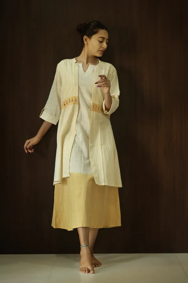 Beige_Kala_Cotton_Striped_Longline_Shrug_For_Women