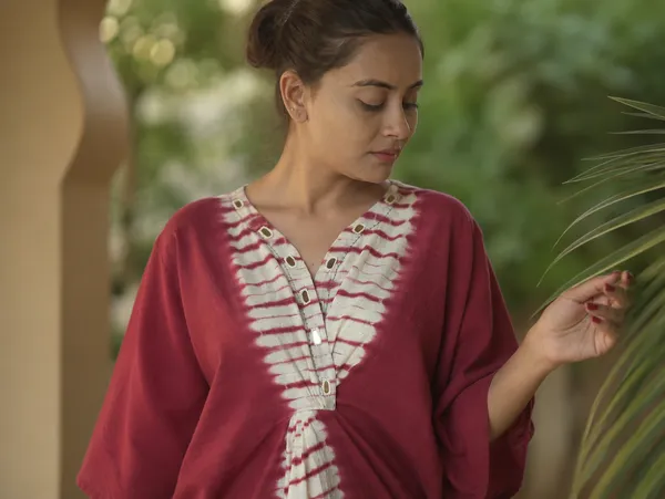 Maroon_Cotton_Tie_Dye_Kaftan_Dress_For_Women