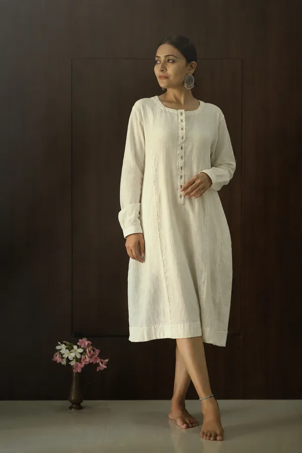 Ivory_Cotton_Hand_Embroidered_A_Line_Midi_Dress_For_Women