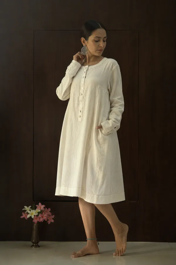 Ivory_Cotton_Hand_Embroidered_A_Line_Midi_Dress_For_Women