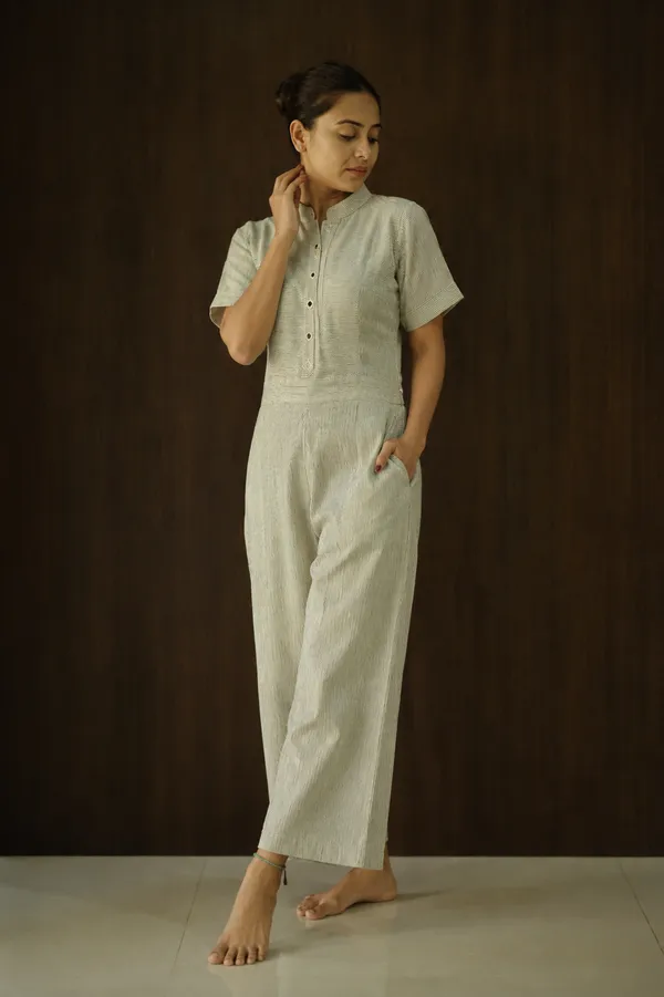 Sage_Green_Cotton_Striped_Mandarin_Collar_Jumpsuit_For_Women