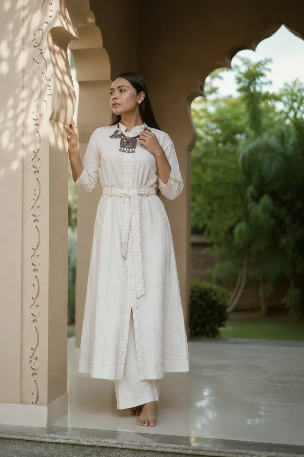 White_Kala_Cotton_Mirror_Work_Straight_Kurta_Set_For_Women