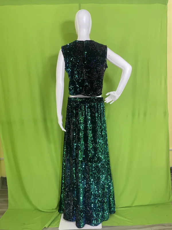 Blue_Green_Synthetic_Printed_Dress_For_Women