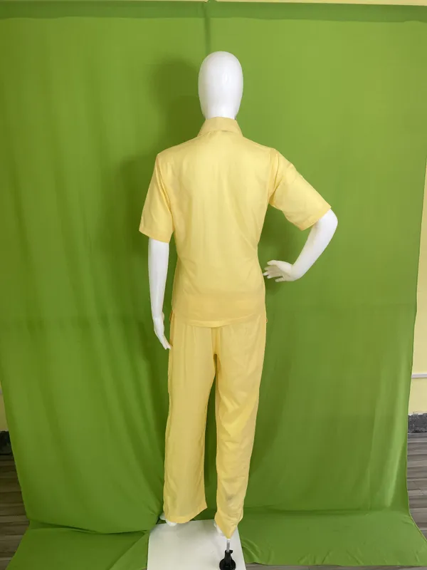 Yellow_Cotton_Blend_Monochrome_Utility_Shirt_And_Trouser_Set_For_Women