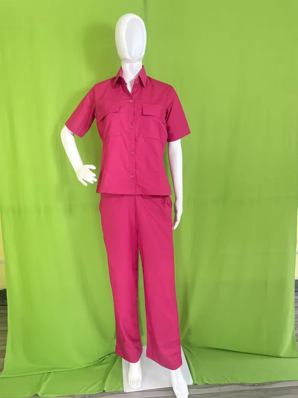 Magenta_Cotton_Blend_Monochrome_Utility_Shirt_And_Trouser_Set_For_Women