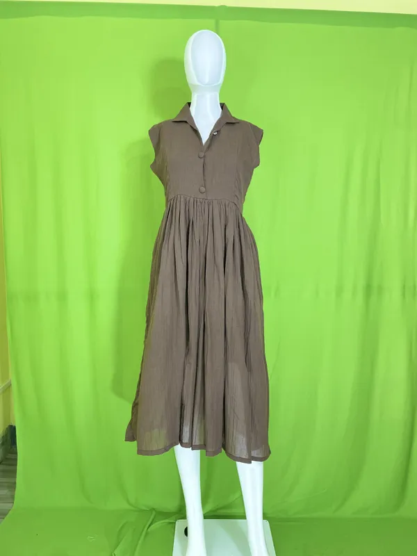 Grey_Mul_Cotton_Sleeveless_Button-Up_Collar_Midi_Dress_For_Women