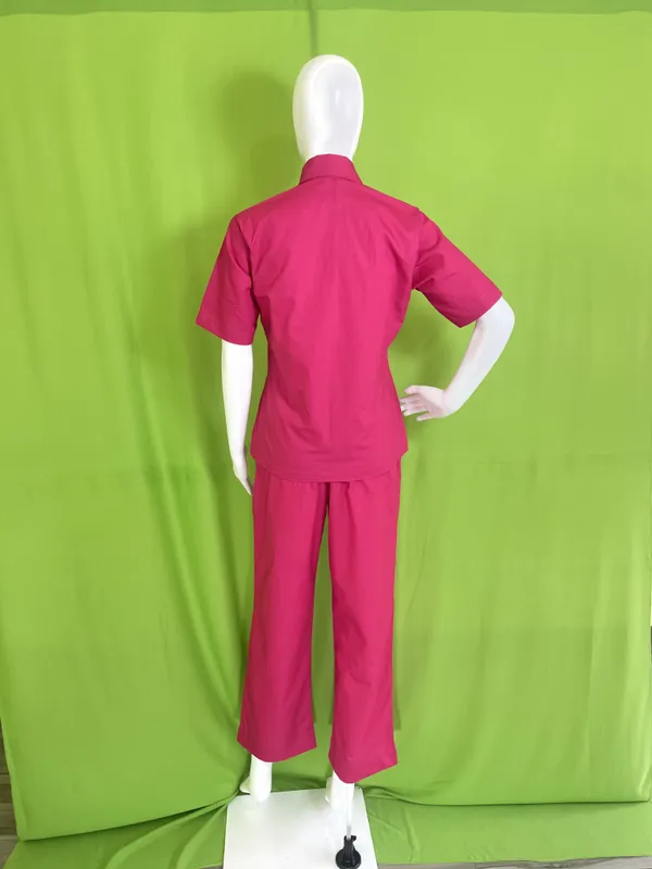 Magenta_Cotton_Blend_Monochrome_Utility_Shirt_And_Trouser_Set_For_Women