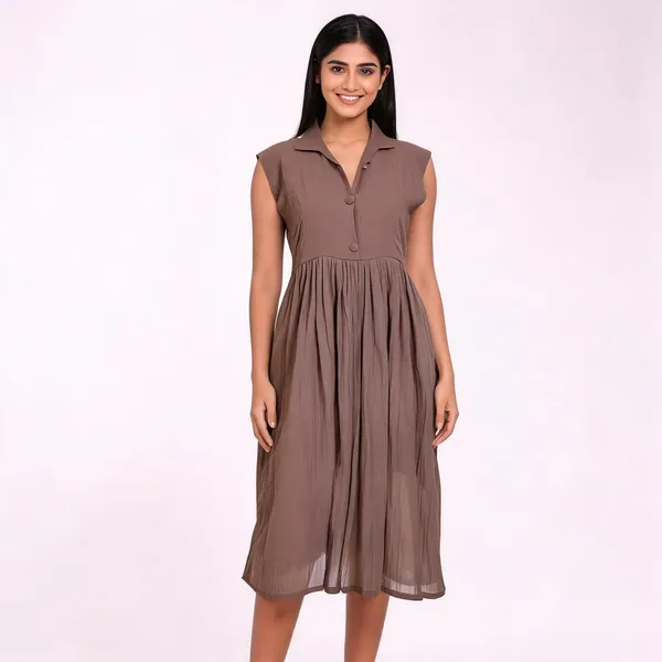 Grey_Mul_Cotton_Sleeveless_Button-Up_Collar_Midi_Dress_For_Women