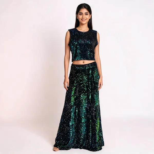 Blue_Green_Synthetic_Printed_Dress_For_Women