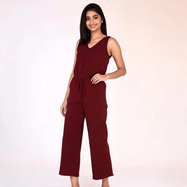 Sleeveless_Jumpsuit_With_V-Neck-Maroon