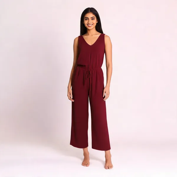 Sleeveless_Jumpsuit_With_V-Neck-Maroon
