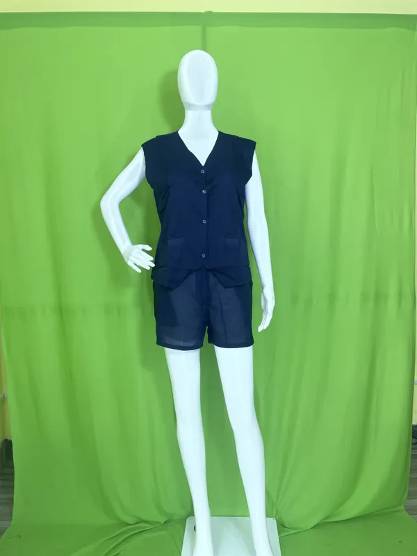 Navy_Blue_Cotton_Shorts_And_Jacket_Top_Two-Piece_Set_For_Women