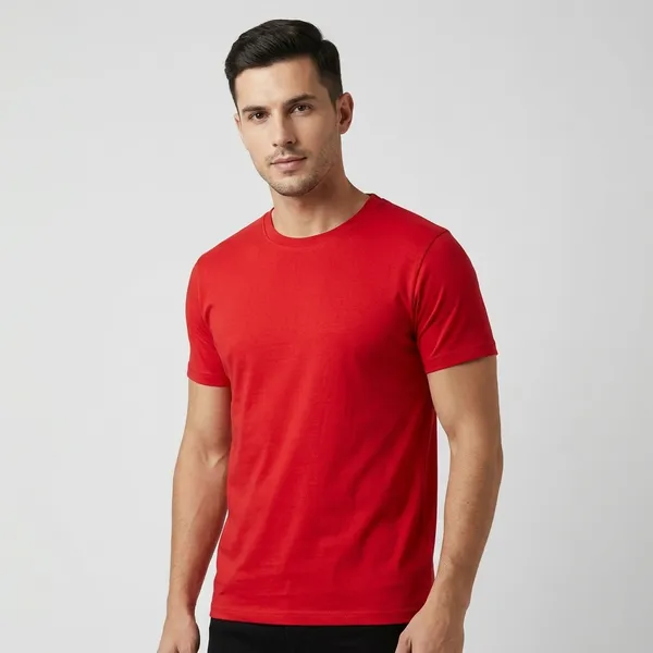 Red_Cotton_Round_Neck_Casual_T-Shirt_For_Men
