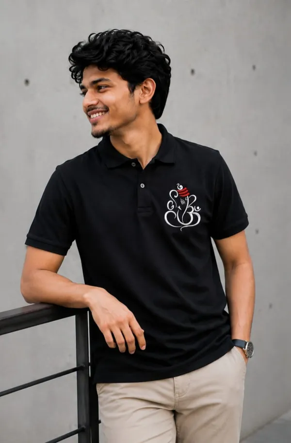 Black_Cotton_Regular_Fit_Polo_embroidery_T-Shirt_For_Men