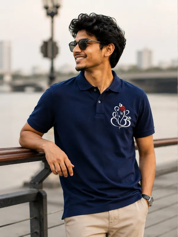 Navy_Blue_Cotton_Regular_Fit_Polo_embroidery_T-Shirt_For_Men